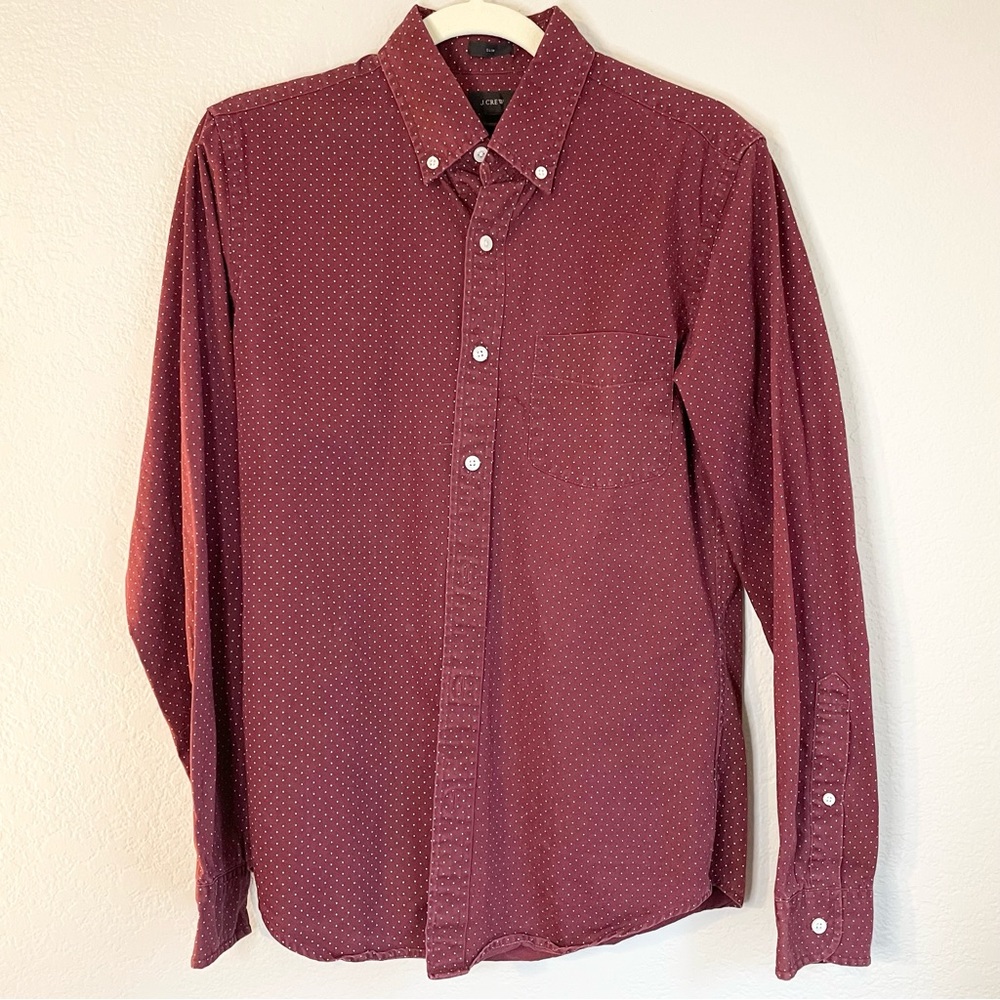 J Crew Maroon Burgundy Slim Fit Button Down Shirt - S